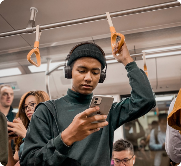 A man listening to music. 