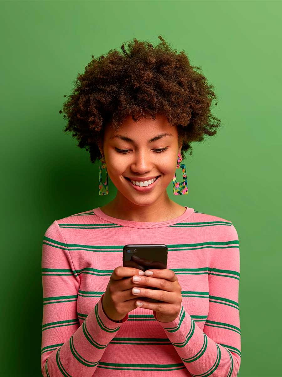 Woman reading from phone